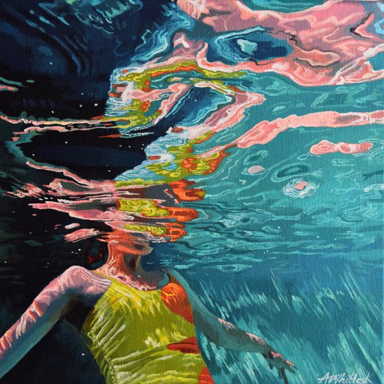 Underneath LVXIIII - Miniature swimming painting