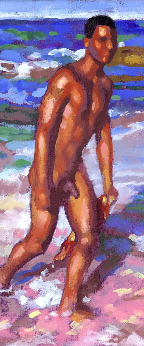 Impressionist Male Nude at Diamond Head Beach by Douglas Simonson