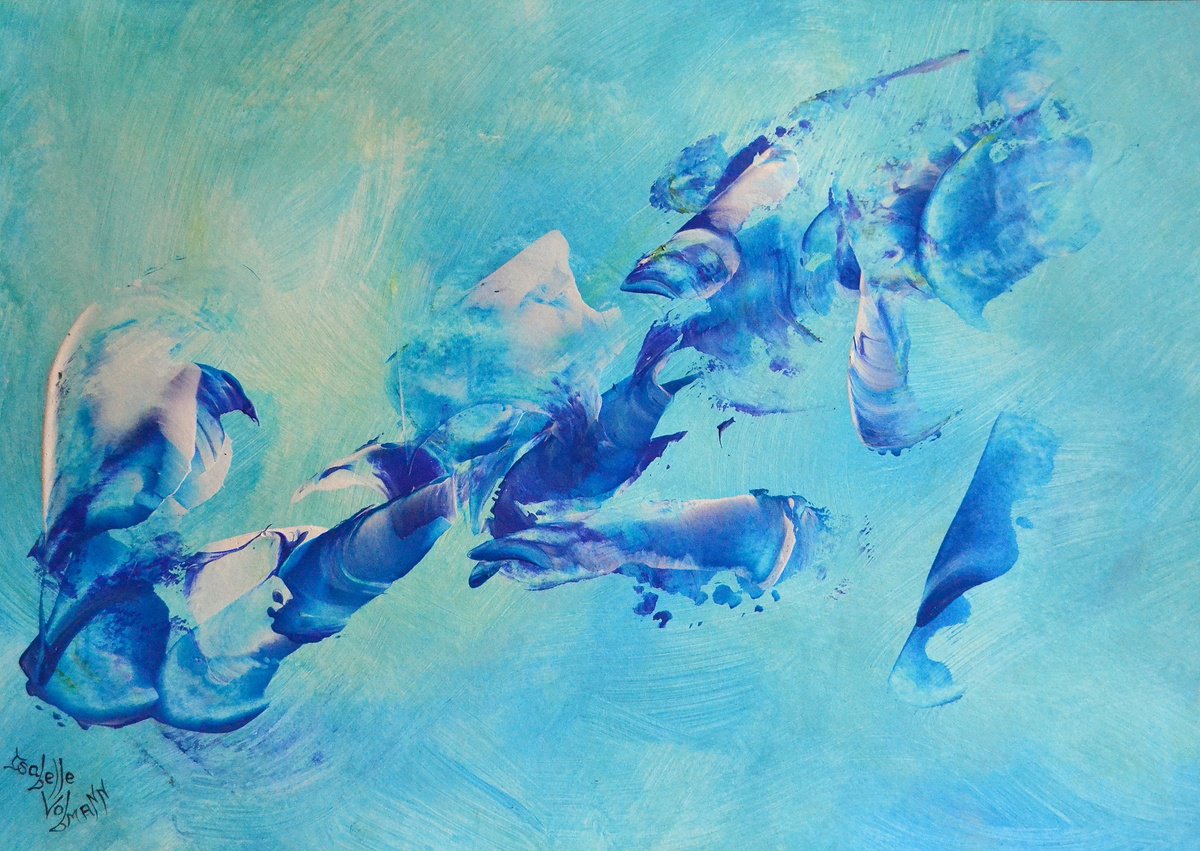 Abstract Acrylic Painting By Isabelle Vobmann, 17 X 12, Paper Dream 15, Original Artwork