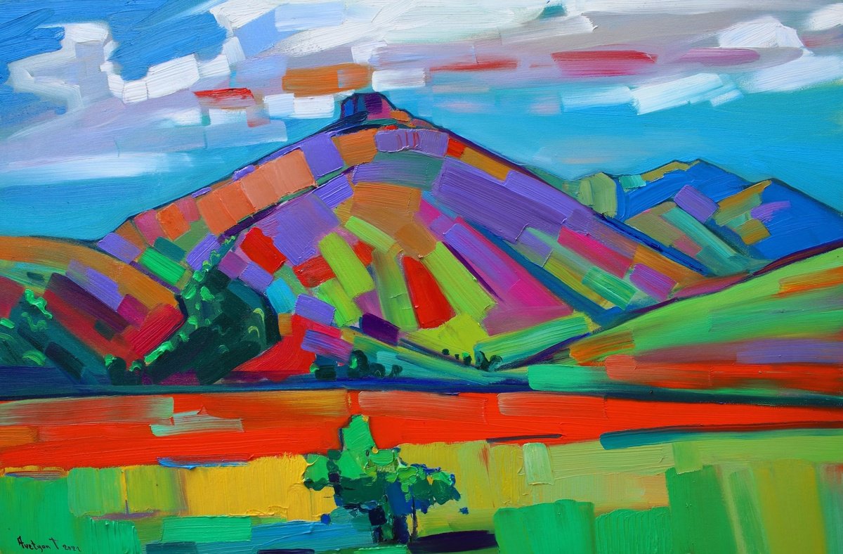 Impressionistic Landscape Oil Painting By Tigran Avetyan, 35 X 24", Landscape In Lori, Original Artwork