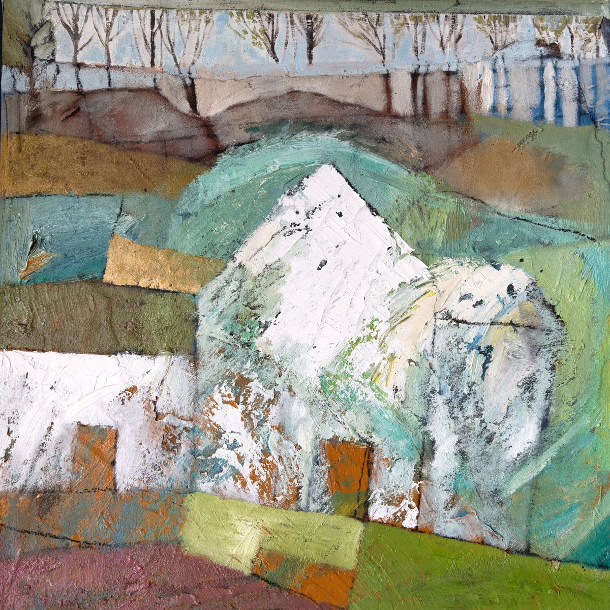 White Farm House By Elizabeth Anne Fox, 20 X 20, Artwork For Sale On Artfinder