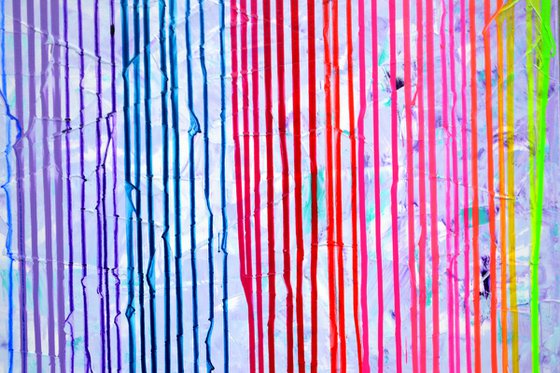 160x80x4 cm Melted Rainbow - XXXL Large Modern Abstract Big Painting,  Large Painting - Ready to Hang, Hotel and Restaurant Wall Decoration