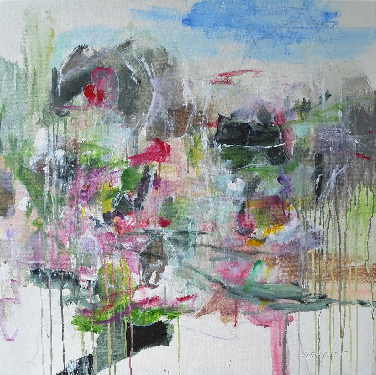 Scenario - middle sized abstract expressionist painting by Karin Goeppert
