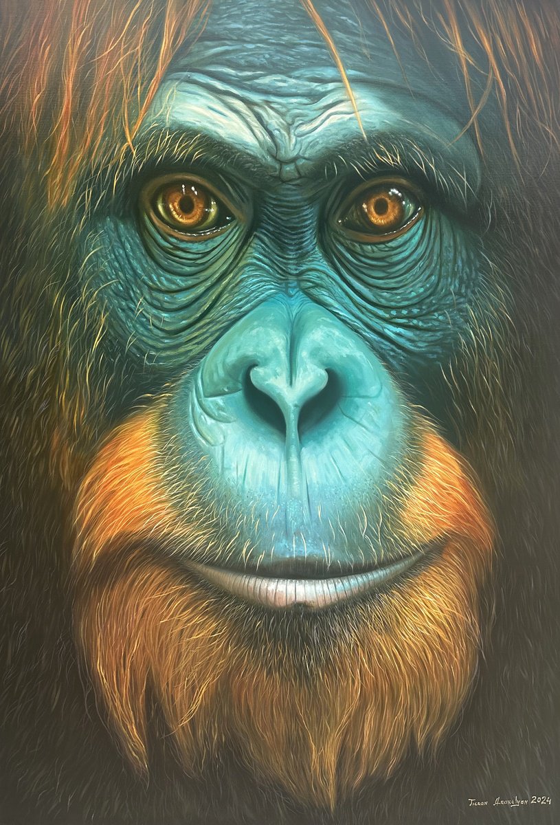 Photorealistic Animal Oil Painting By Tigran Araqelyan, 28 X 43", Eyes Of The Wild, Original Artwork