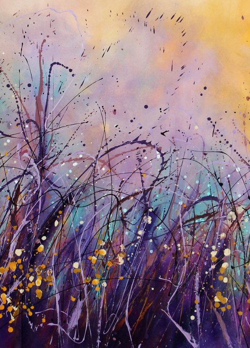 "Time Has Stopped" #1 -  Original abstract floral landscape by Cecilia Frigati