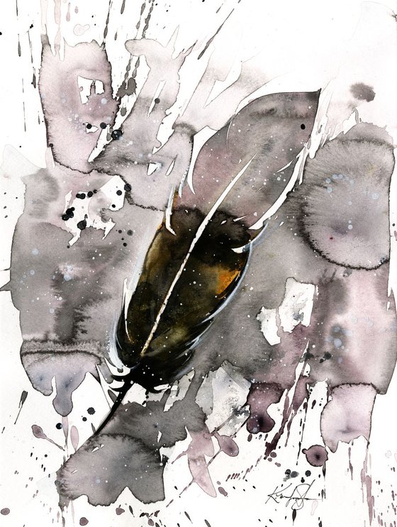 Watercolor Feather 5 - Abstract Feather Watercolor Painting