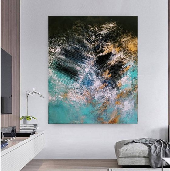 Coast 100x120cm Abstract Textured Painting