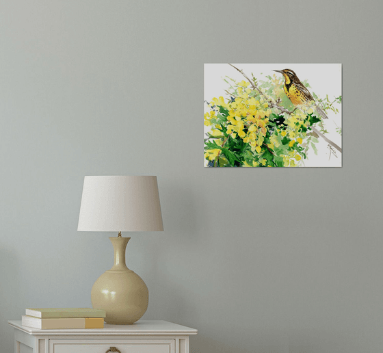 Meadowlark and Flowers