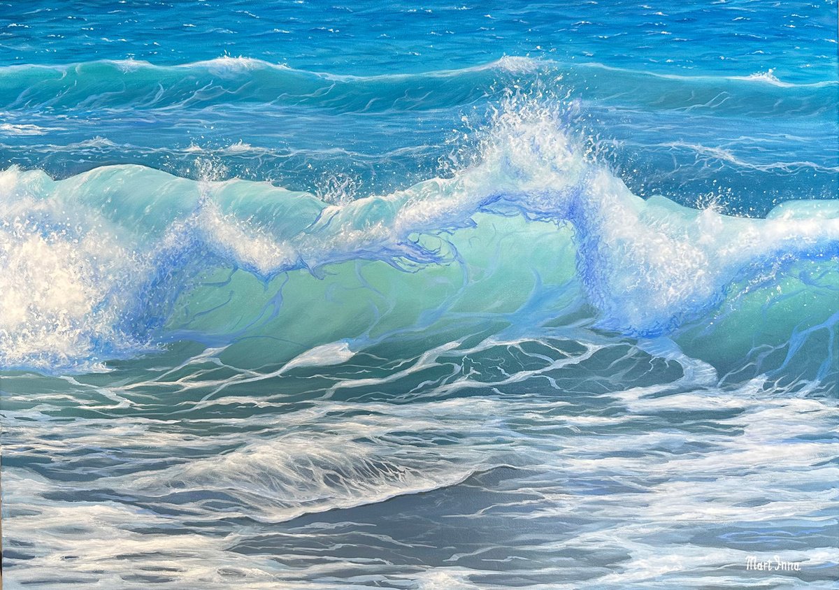 Photorealistic Landscape Oil Painting By Inna Martynenko, 28 X 20, Ocean Symphony, Original Artwork