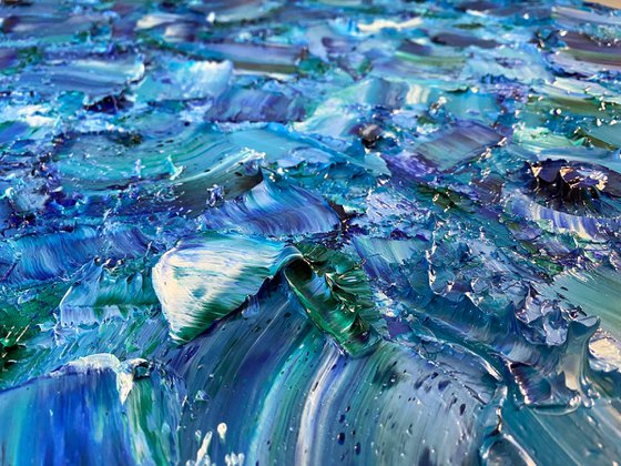 "Crash Over Me" - Original PMS Artwork Textured Abstract Oil Painting on Wood Panel - 24" x 32"