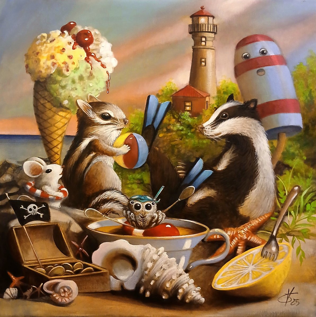 Surrealistic Animal Acrylic Painting By Valentina Toma