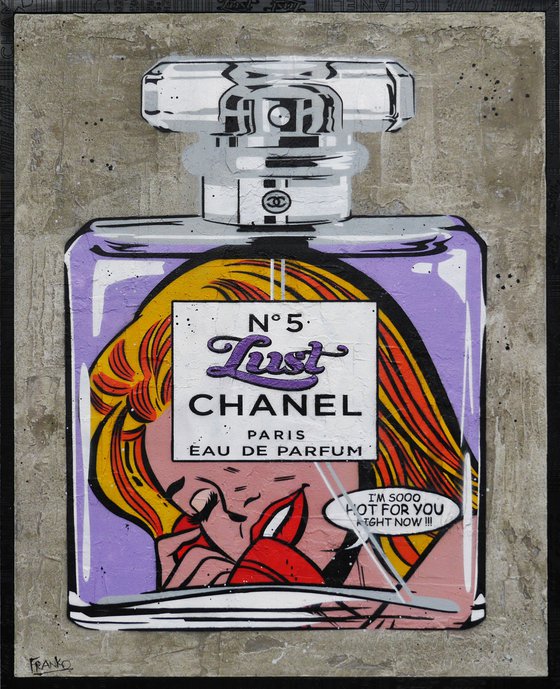 Chanel Lust No.5 120cm x 150cm Concrete Urban Pop Art With Etched Frame