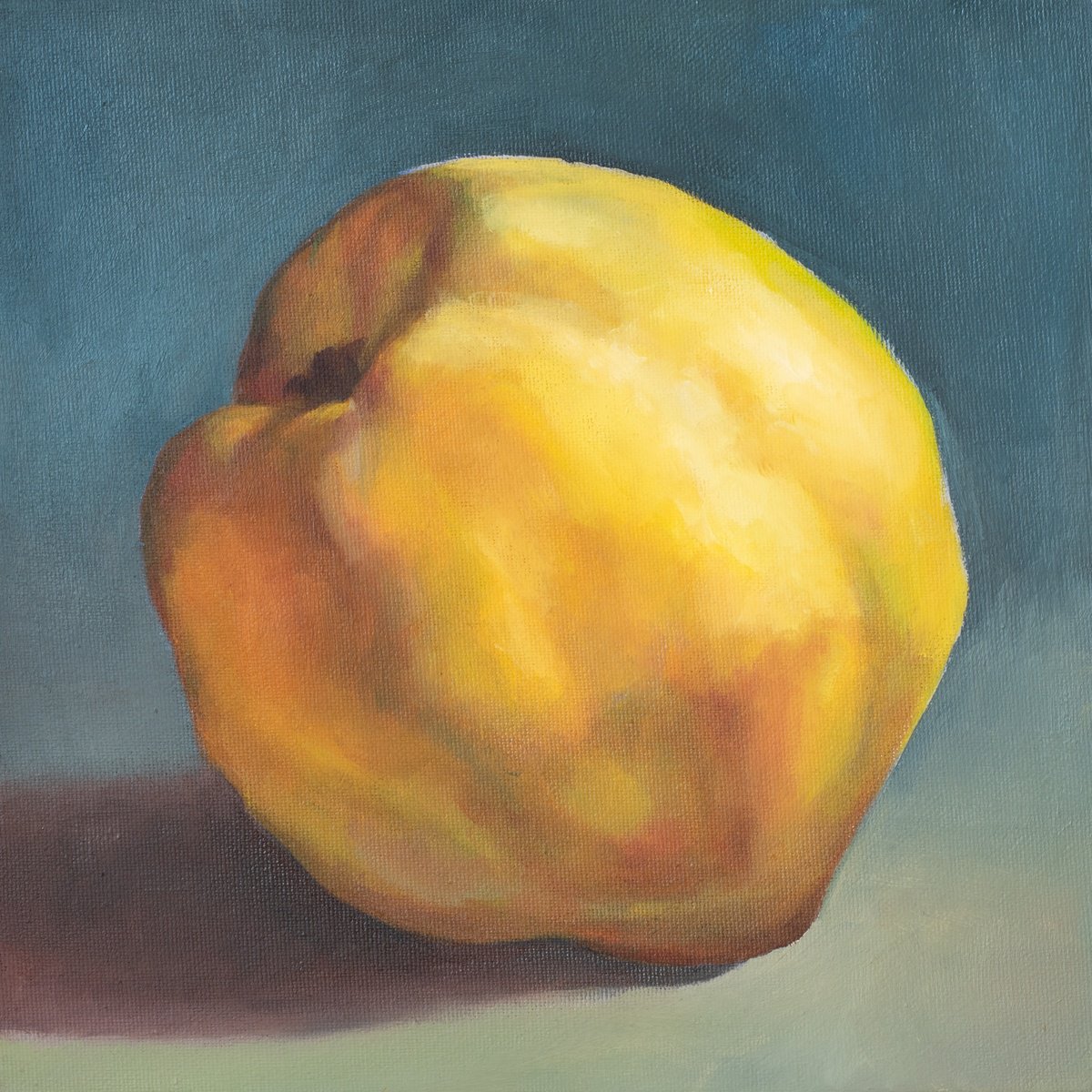 Impressionistic Still Life Oil Painting By Katsiaryna Ozdemir, 8 X 8", A Quince, Original Artwork