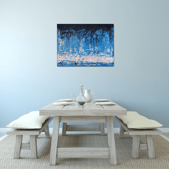 Abstract Blue Landscape 30x40" Contemporary Art by Bo Kravchenko