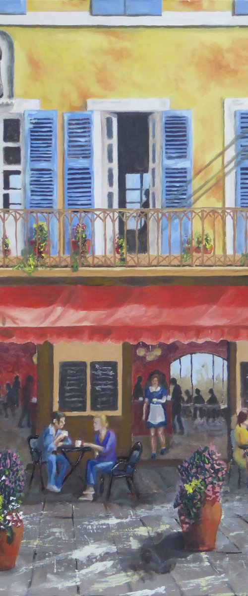 Restaurant Scene in Provence, France by Mike Dudfield