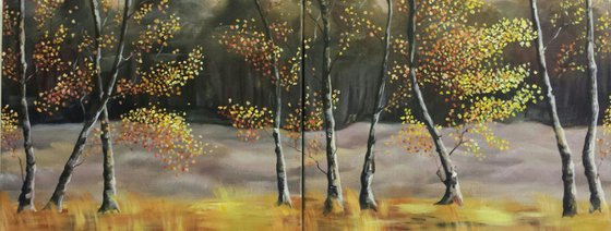 Birch Trees on the Heather - Two Piece