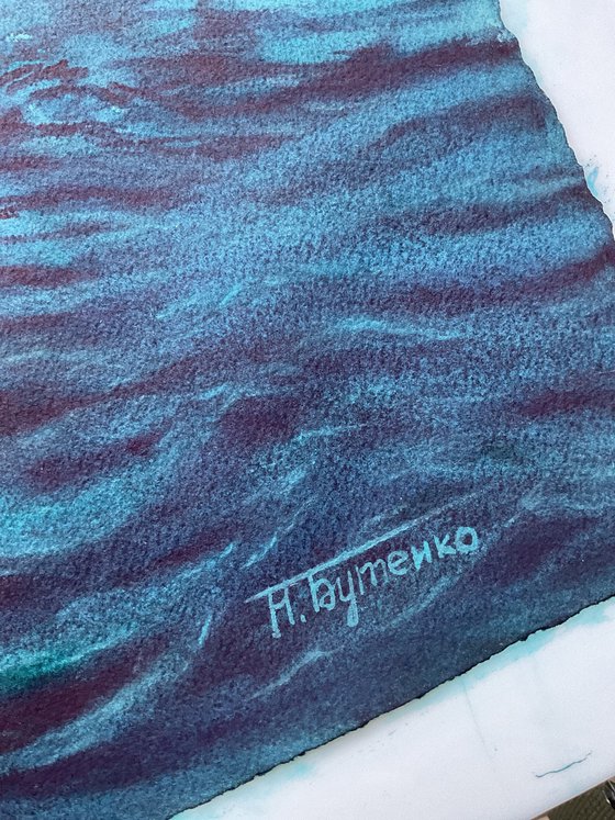 Bound by the sea, original watercolour