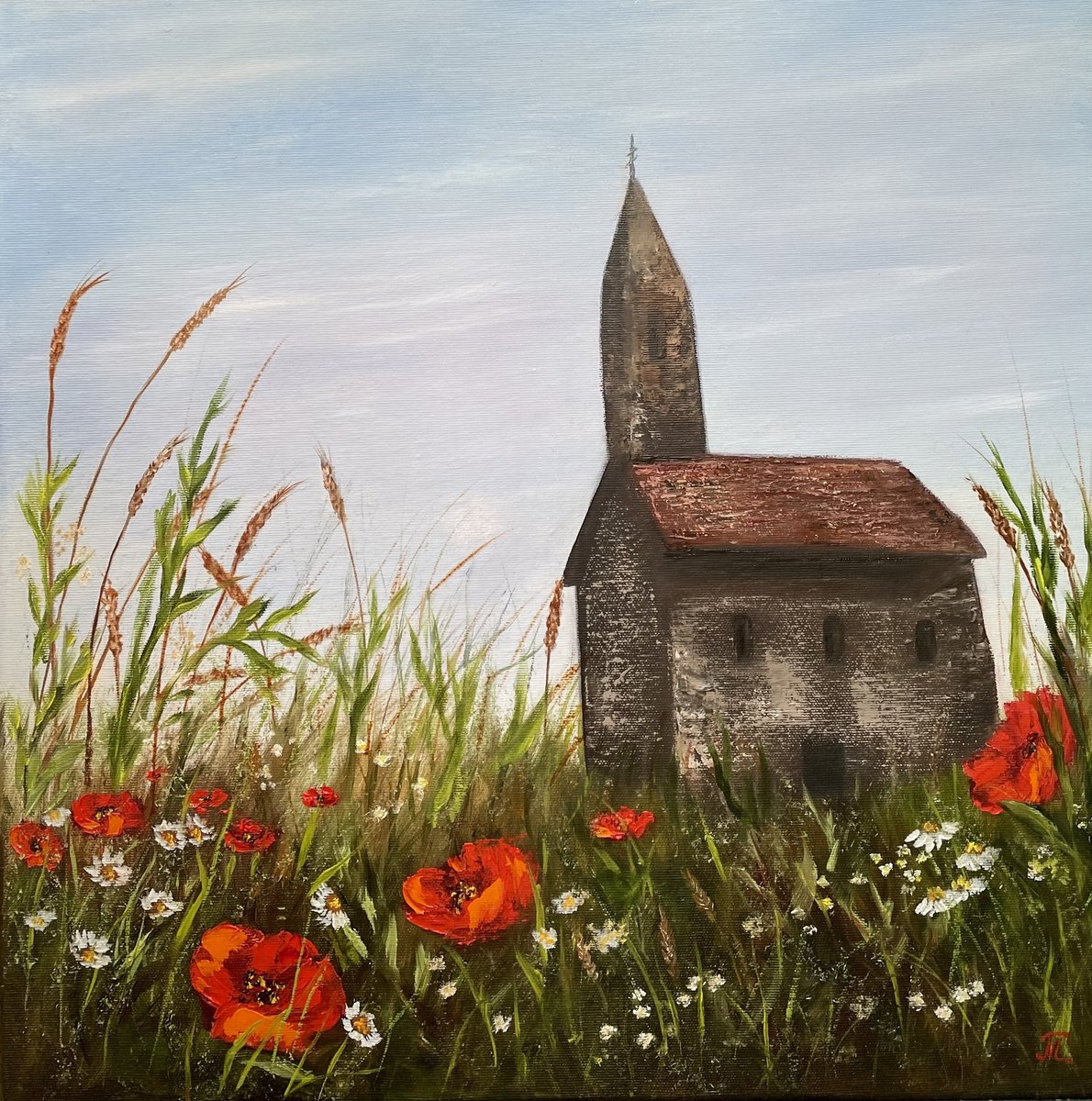 Impressionistic Landscape Oil Painting By Tanja Frost, 20 X 20", St. Michael