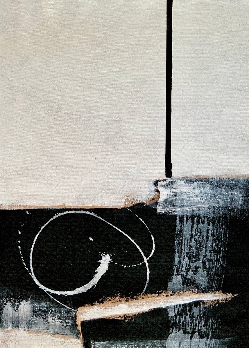 Abstraction No. 7321 -1 black & white by Anita Kaufmann