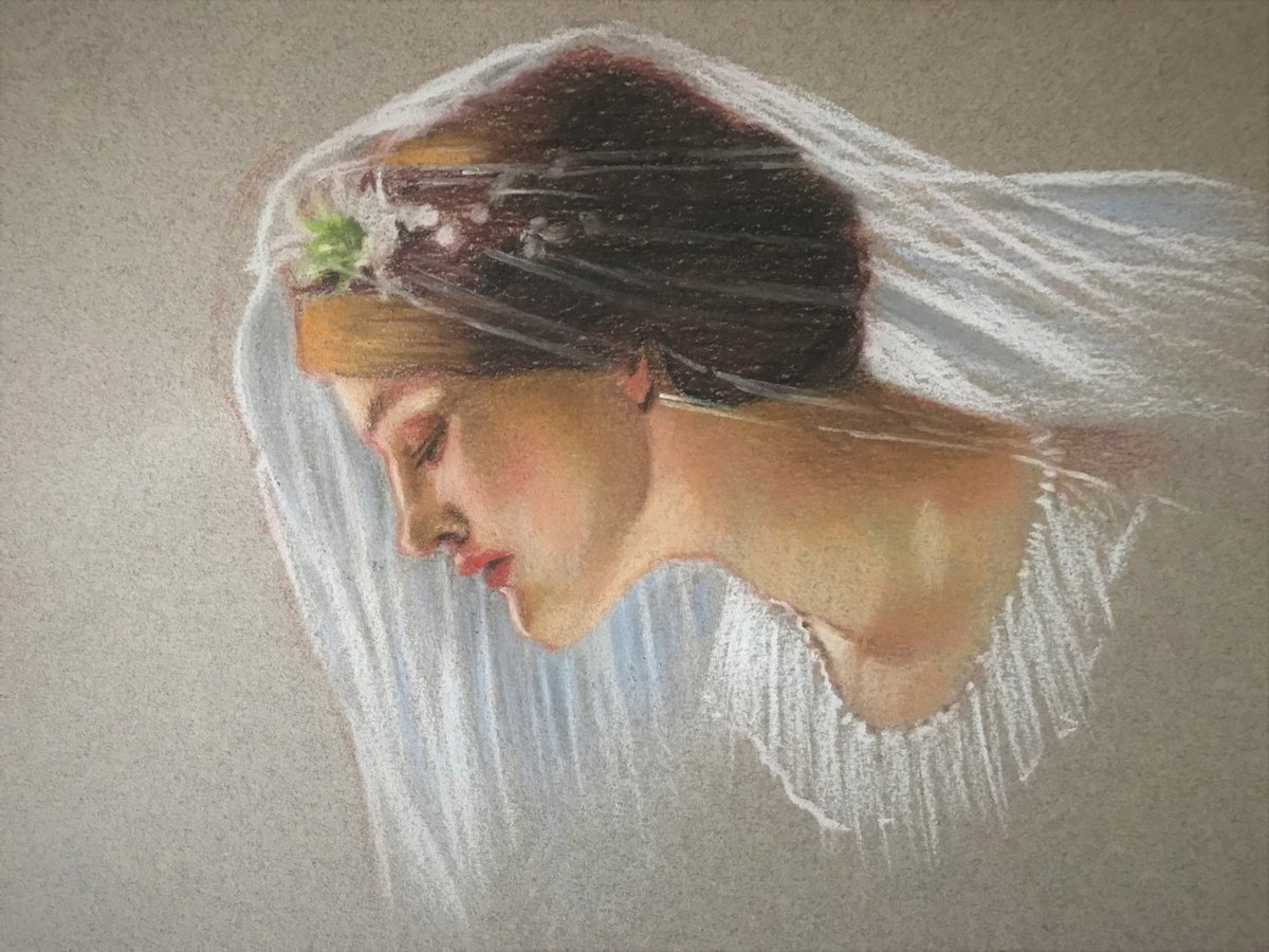 Photorealistic Portrait Pastel Drawing By Deke Wightman, 12 X 9, New Bride, Original Artwork