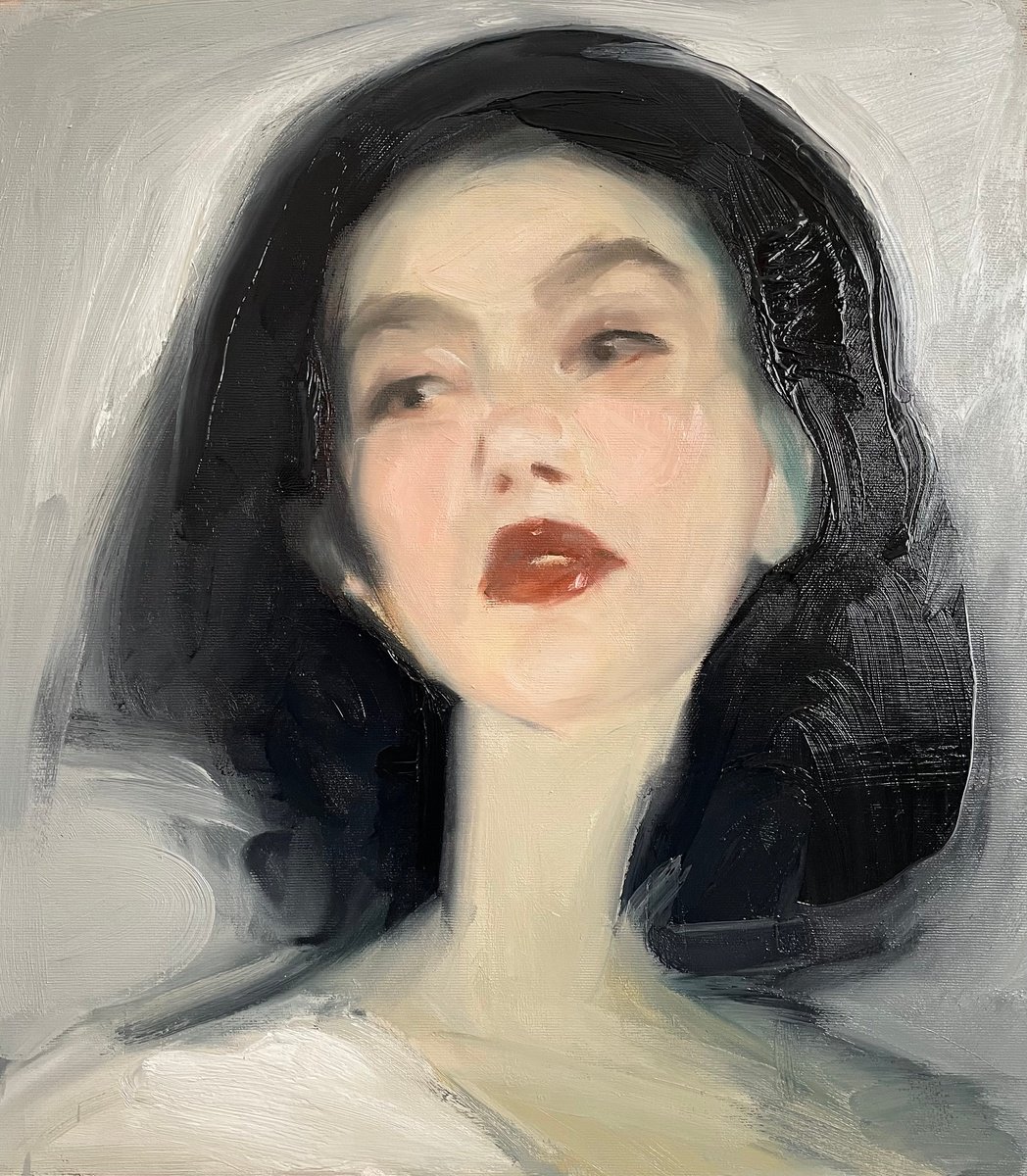 Impressionistic Portrait Oil Painting By Denys Kovalyk, 17 X 19, Girl Portrait, Original Artwork