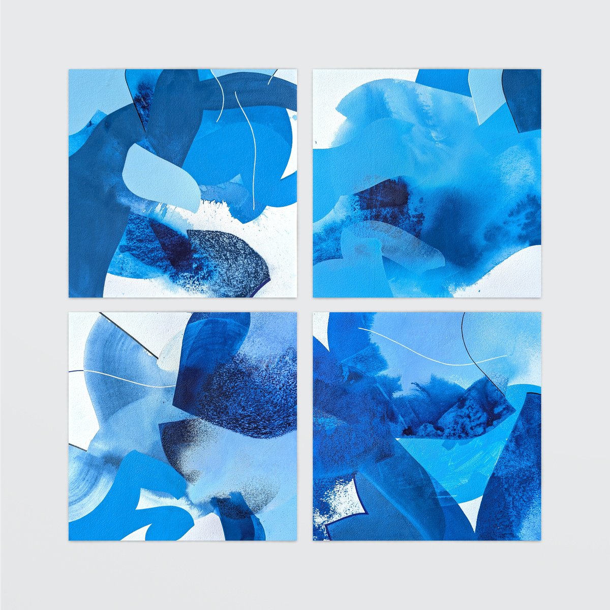 Abstract Painting By Smit Khond, 24 X 24", Blues, Original Artwork