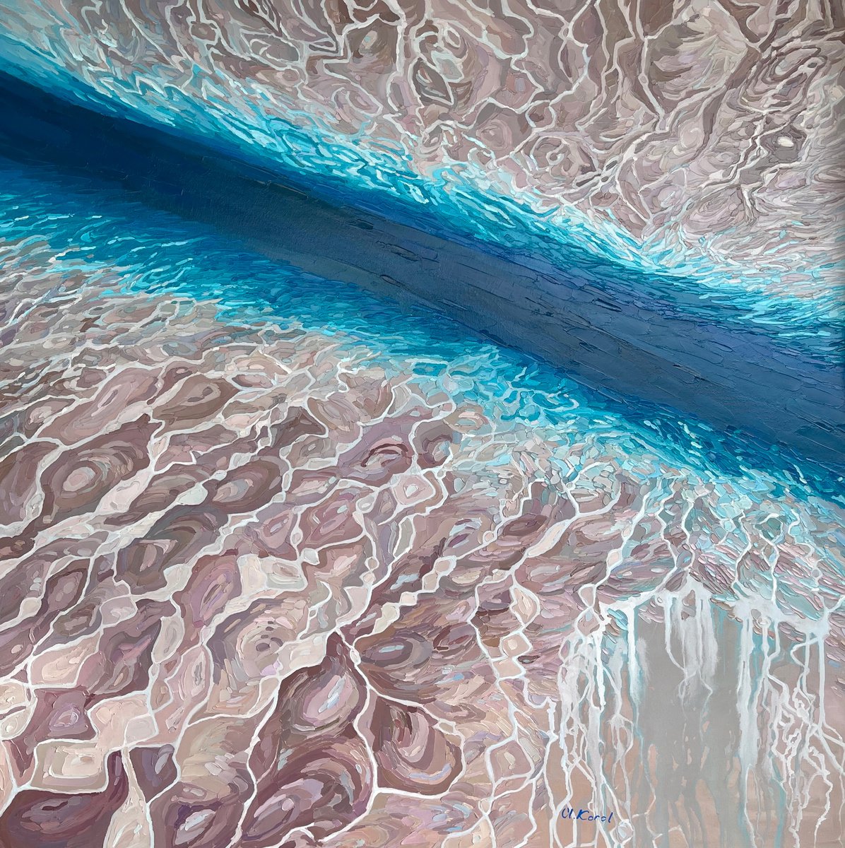 Abstract Landscape Oil Painting By Ulyana Korol, 39 X 39", Lost Perfection, Original Artwork