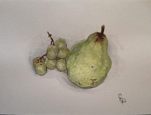 Pear and grapes by Cécile Pardigon