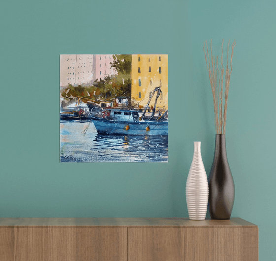 Camogli blue boat