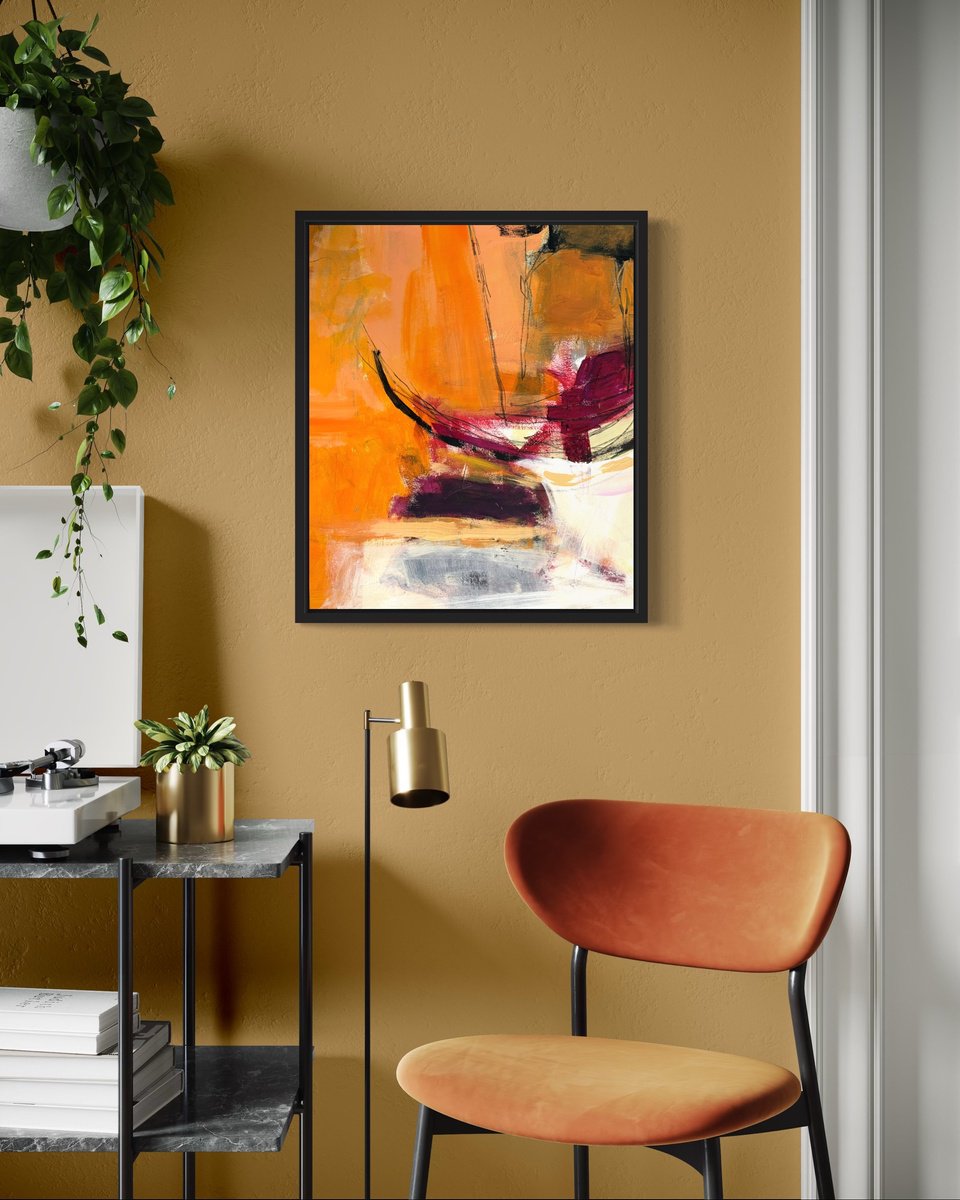 Organic Abstract Acrylic Painting By Marilyn Fox, 16 X 20", Autumnal Serenade Ii, Original Artwork