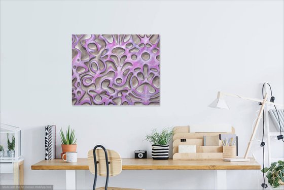 CODE 6629 - oil abstract painting on 3D stretched canvas