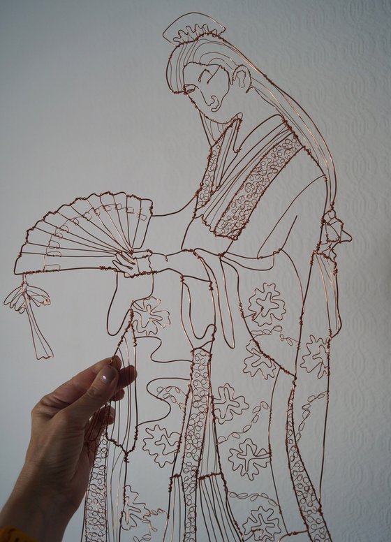 Japanese Geisha Wire Sculpture