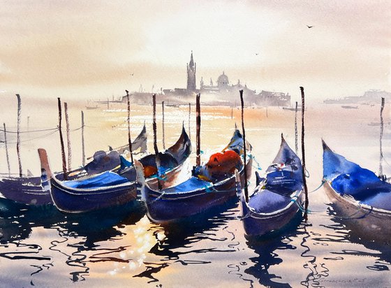 Sun-Kissed Boats of Venice