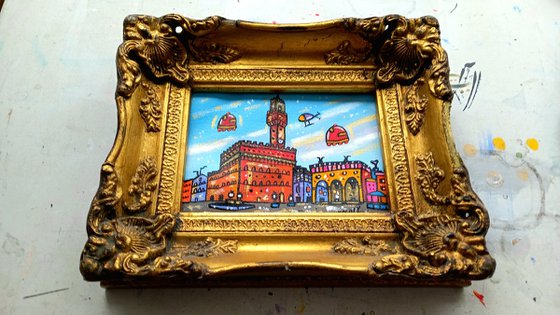 Antique Vibrant Piazza della Signoria Firenze