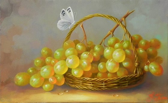 "Grapes" Oil on canvas Original art Kitchen decor