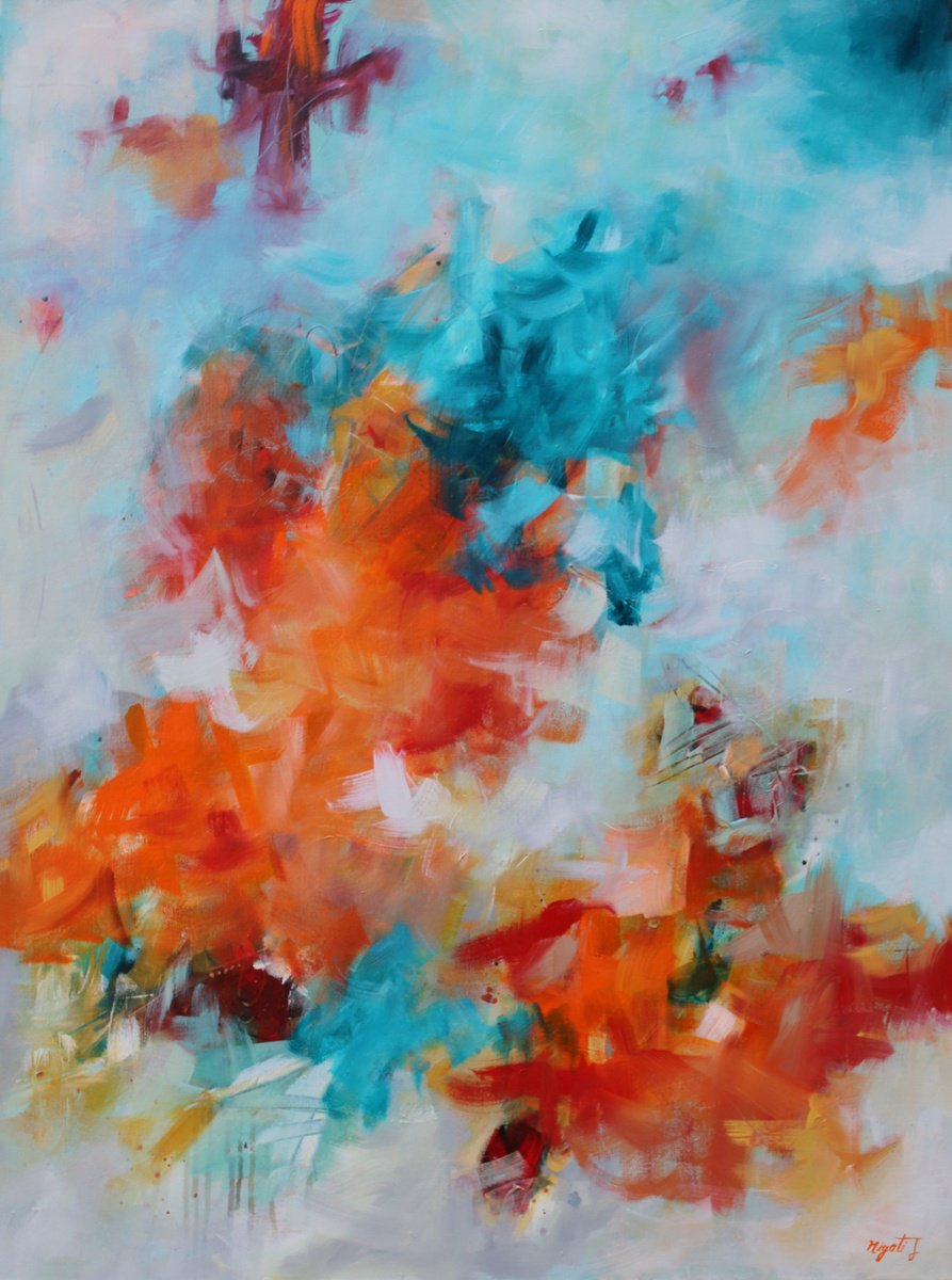 Expressive Abstract Acrylic Painting By Niyati Jiwani, 30 X 40", Ever Blooming, Original Artwork