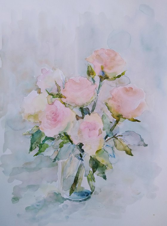 Roses. Original watercolour painting.