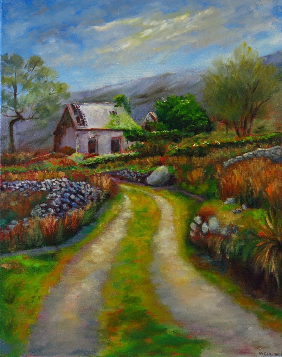 Impressionistic Landscape Oil Painting By Maureen Greenwood, 16 X 20", Dunlowe, Southern Ireland, Original Artwork