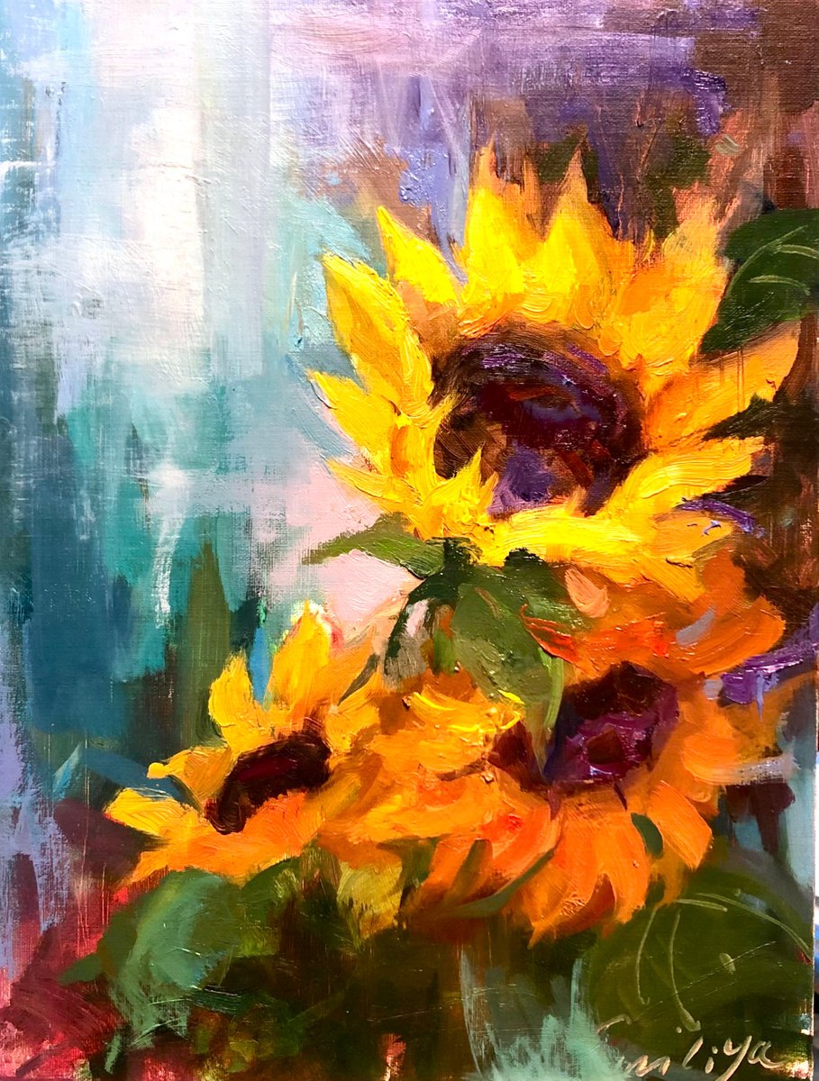 Flaming Sunflowers by Emiliya Lane