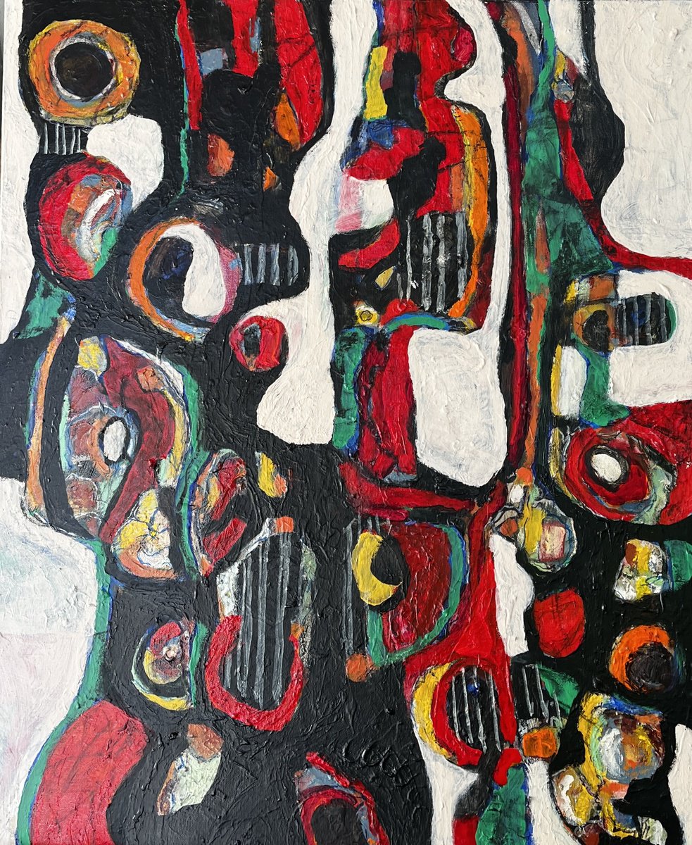 Abstract Acrylic Painting By Jeffrey Davies, 24 X 30, Black # 9, Original Artwork