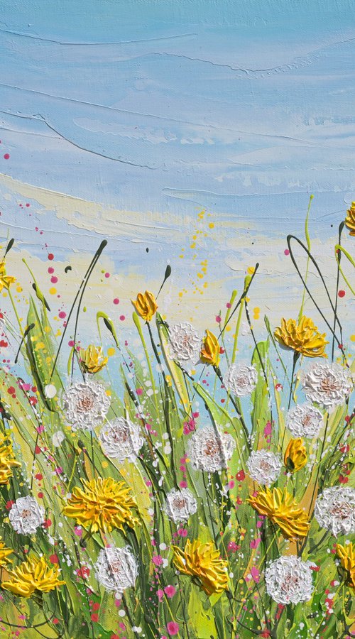 Dandelions - Spring Flower Field Painting by Olga Tkachyk