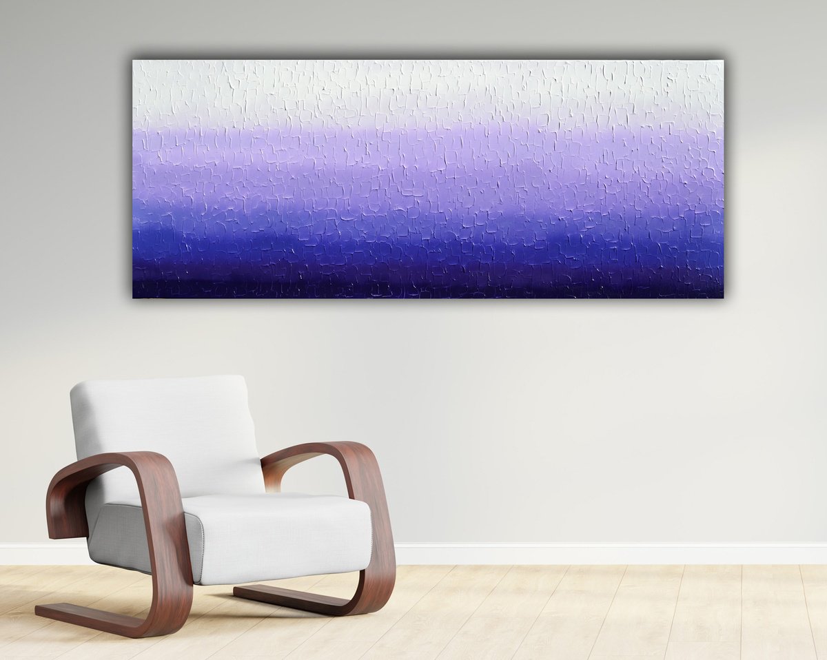 Organic Abstract Acrylic Painting By Soos Tiberiu, 59 X 24", Tranquil - Purple Gradient, Original Artwork