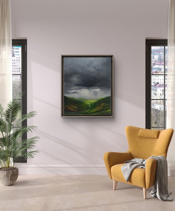 Illuminated Valley, Original oil painting