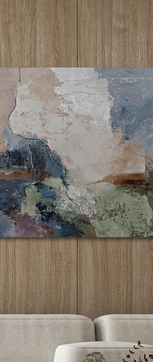 "Liotta" Abstract blue green gray art by Yana Sagan