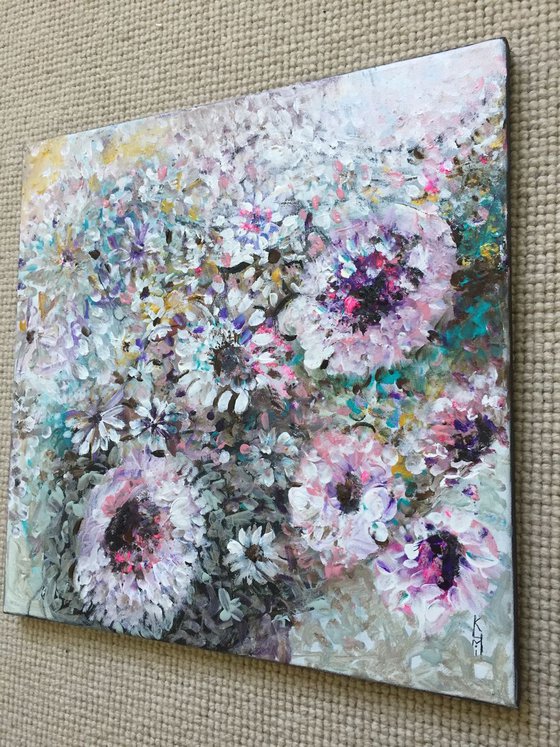 Wall Floral Pattern Part I Flower Art Colourful Paintings Canvas Painting Art for Sale Buy Art Gift Ideas 41x41 cm Free Shipping