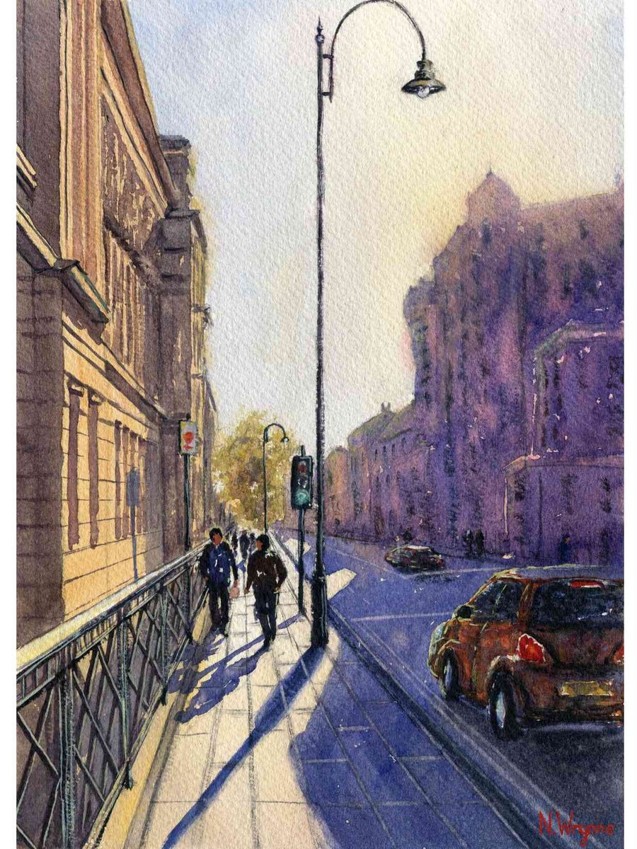 Impressionistic Cityscapes Watercolour By Neil Wrynne, 11 X 15", Gower Street - London, Original Artwork