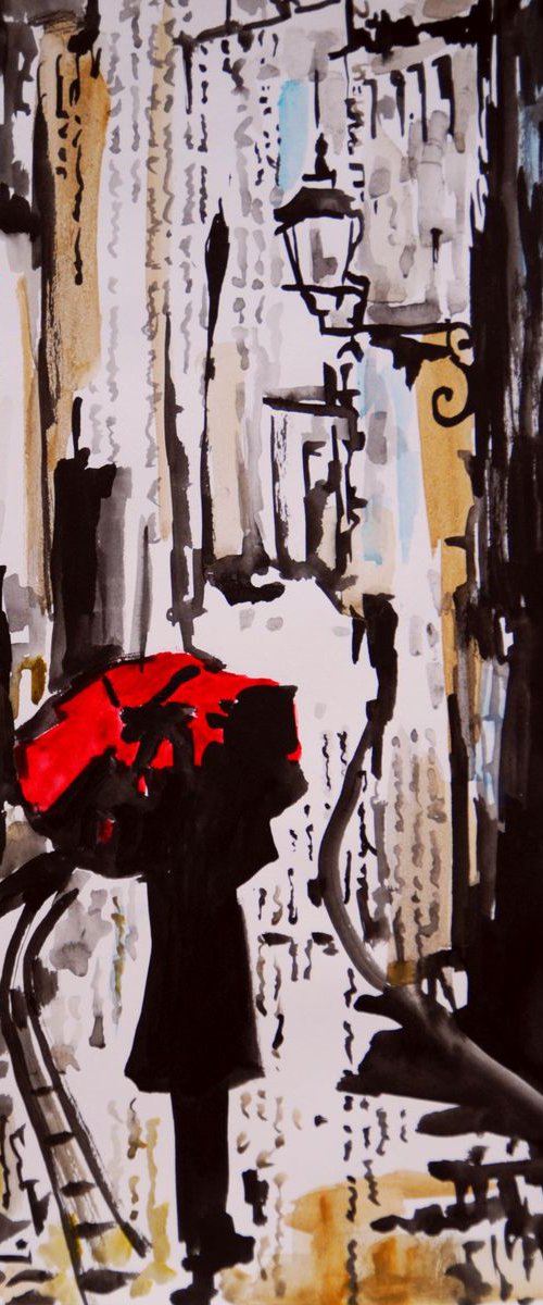 Rainy town VI / 42 x 29.7 cm by Alexandra Djokic