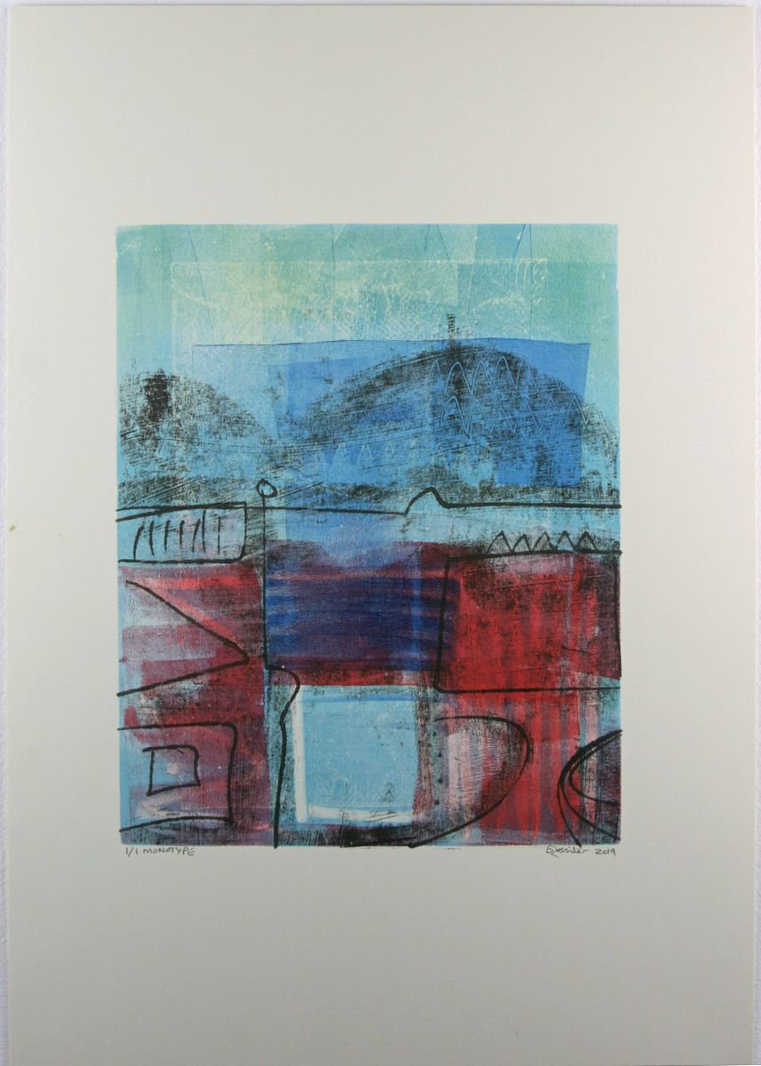 Next the Sea - Unframed A3 Original Signed Monotype & Oil Transfer by Dawn Rossiter