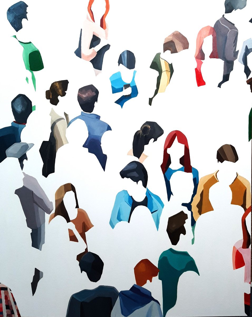 Urban And Pop Portrait Oil Painting By Martta Garcia, 51 X 64", In-Di-Visible Ii, Original Artwork