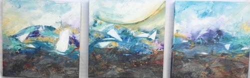 Turbulent Seas, triptych by Rita Schwab
